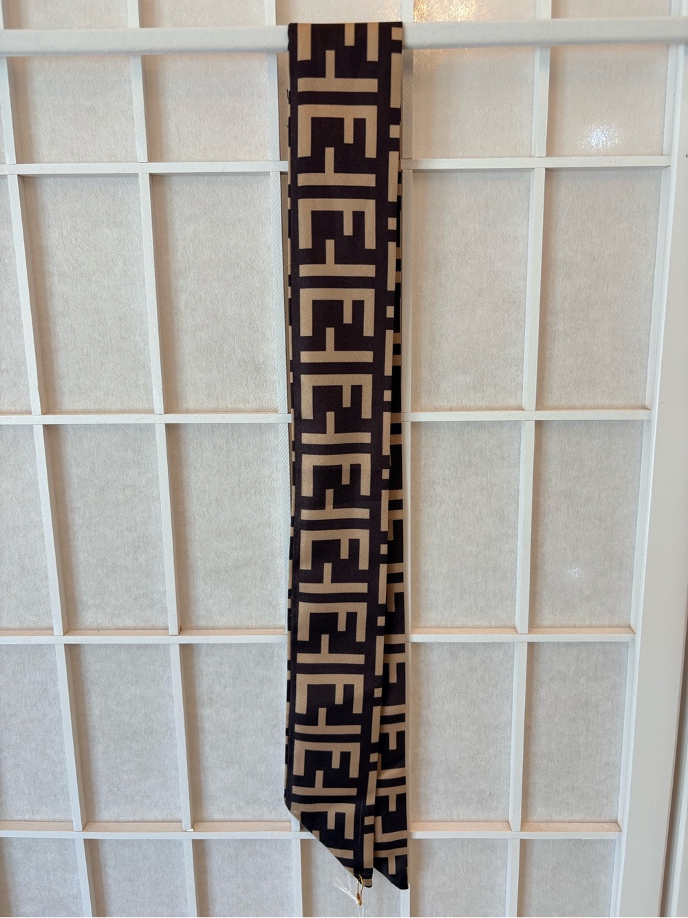 Designer-Style Black and Cream Geometric Scarf